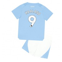 Manchester City Erling Haaland #9 Fußballbekleidung Heimtrikot Kinder 2023-24 Kurzarm (+ kurze hosen)